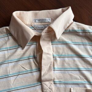 Christian Dior vintage and rare polo Men's Striped Tan Shirt large